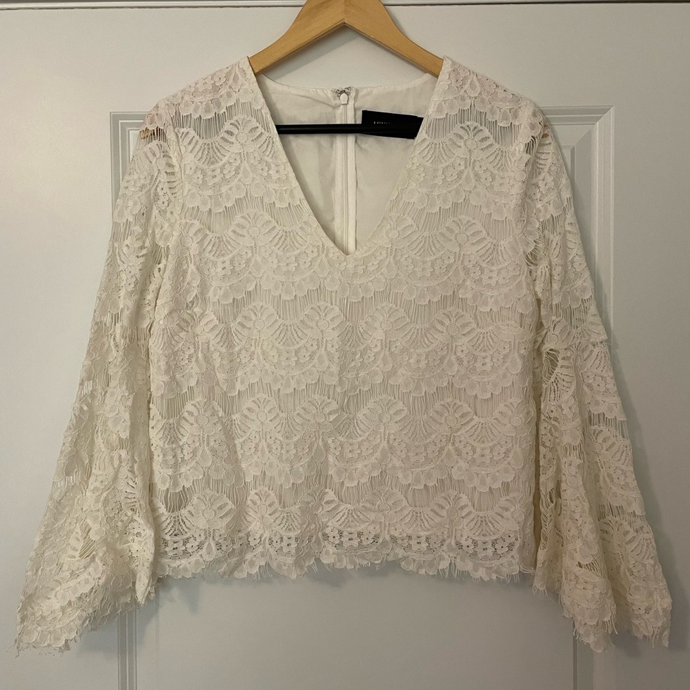 MinkPink Elegant Cream Lace Top